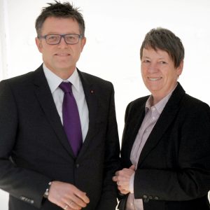 Jürgen Franken, Landratskandidat und Vorsitzender der SPD-Kreistagsfraktion, und Barbara Hendricks, Bundesumweltministerin und SPD-Bundestagsabgeordnete für den Kreis Kleve